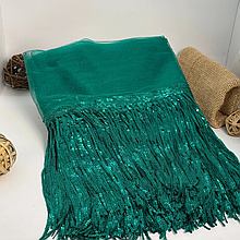 Бахрома танцювальна з паєткою 20см, темно-зелений