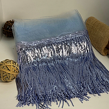 Бахрома танцювальна з паєткою 20см, блакитний