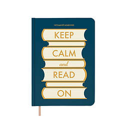 Щоденник читацький Keep calm and read on синій Книга