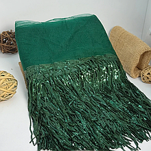 Бахрома танцювальна з паєткою 20см, смарагдовий