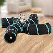 Для тварин Тонель для кішок складаний 4-х сторонній ігровий тунель з іграшкою для котів Польща