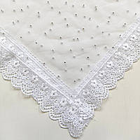 Весільна хустка "Перлина", тканина фатин + мереживо