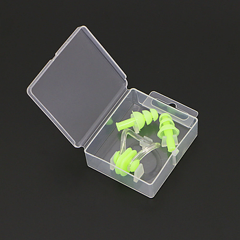 Набір для плавання беруші та затискач для носа силікон (у кейсі) Салатовий