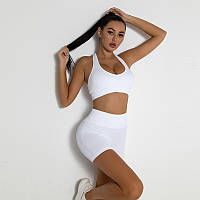 Комплект для фитнеса топ и велосипедки Рубчик 10124 M белый florentia