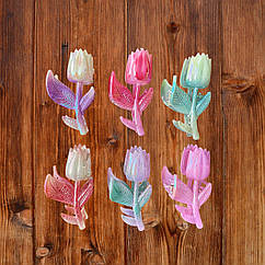 Краби для волосся пластикові гуртом 7.5*4 см 12 шт/уп КВІТКА ПЕРЛАМУТРОВА