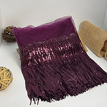 Бахрома танцювальна з паєткою 20см, баклажан