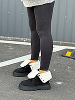 Зимові стильні черевики для дівчаток, зимові модні черевики для дівчинки, жіночі чорні черевики на зиму