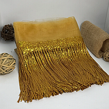 Бахрома танцювальна з паєткою 20см, темно-золотий