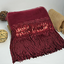 Бахрома танцювальна з паєткою 20см, бордовий