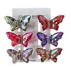 КрабІ для волосся гуртом пластикові 5.5*3.5*2 см 12 наб/уп ПЕРЛАМУТРОВІ МЕТЕЛИКИ