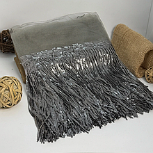 Бахрома танцювальна з паєткою 20см, сірий