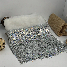 Бахрома танцювальна з паєткою 20см, срібло АВ