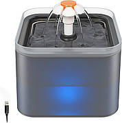 Для тварин Питний фонтан для котів і собак 2 л USB з фільтром LED-індикатором і датчиком руху автоматичний Польща