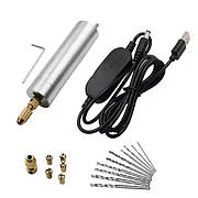 Дрилі шурупокрути дремелі насадки та аксесуари Міні-дриль електрична USB 5.5В з цанговим патроном 0.3-4 мм для гравіювання