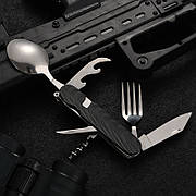 Туризм і кемпінг Туристичний набір столових приладів 6 в 1 складаний ніж ложка виделка відкривачка штопор похідний комплект Польща