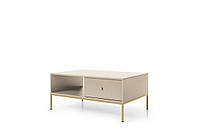 Стіл журнальний Perfect Home Моно / Mono з 2 шухлядами та золотими ніжками ML104 Беж пісочний (PFH-091211)