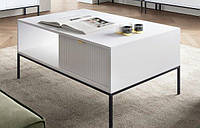 Стіл журнальний Perfect Home Нова / Nova з 2 шухлядами та чорними ніжками L104 Білий (PFH-091248)