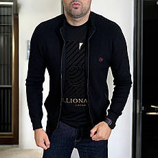 Чоловічий кардиган Loro Piana класичний на блискавці, кофта чоловіча брендова на змійці чорна люкс якість, фото 3