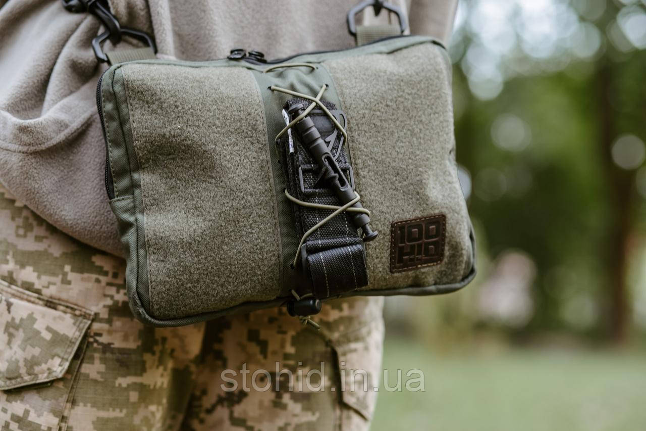 Тактична сумка кросбоді з великою панеллю для патчів Стохід Олива Хакі, фото 1