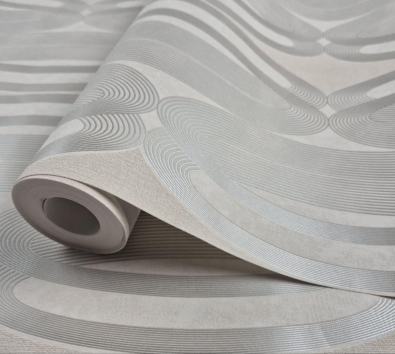 Шпалери вінілові на флізеліні 0.53 × 10.05 м Marburg 55217, бежеві — для спальні, вітальні, коридору, фото 1