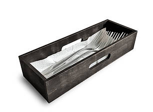 Підставка під столові прилади (для закладів HoReCa) 25х9х5 см, чорна, фото 2