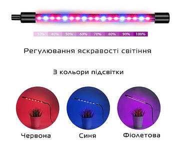 Світлодіодна фітолампа для кімнатних рослин з таймером управління GreenLand 10W USB + мережа 220В, Gp