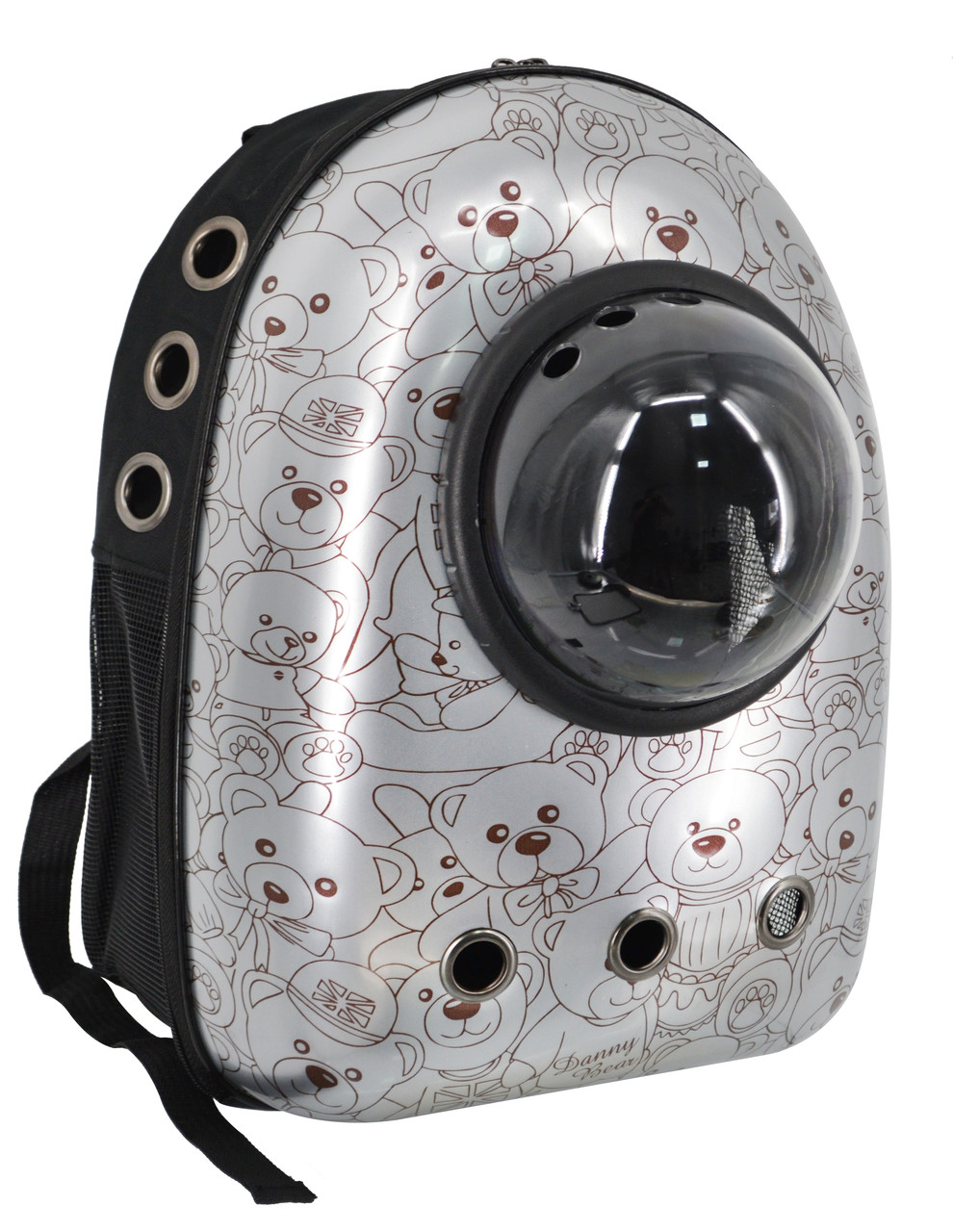 Рюкзак для перенесення котів та собак з ілюмінатором CosmoPet Срібний медведик, Gp, фото 1