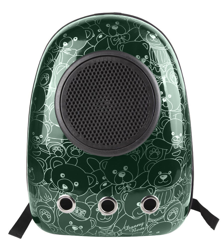 Рюкзак для перенесення котів та собак з ілюмінатором CosmoPet Темно-зелений медведик, Gp, фото 1