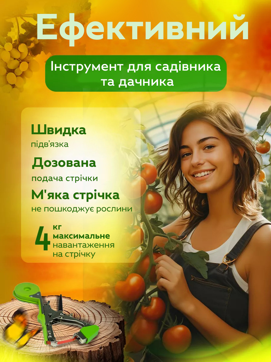 Садовий тапенер для підв'язування рослин Tapetool / Обв'язувальна машина + 10000 штук скоб + 10 стрічок, Gp, фото 1