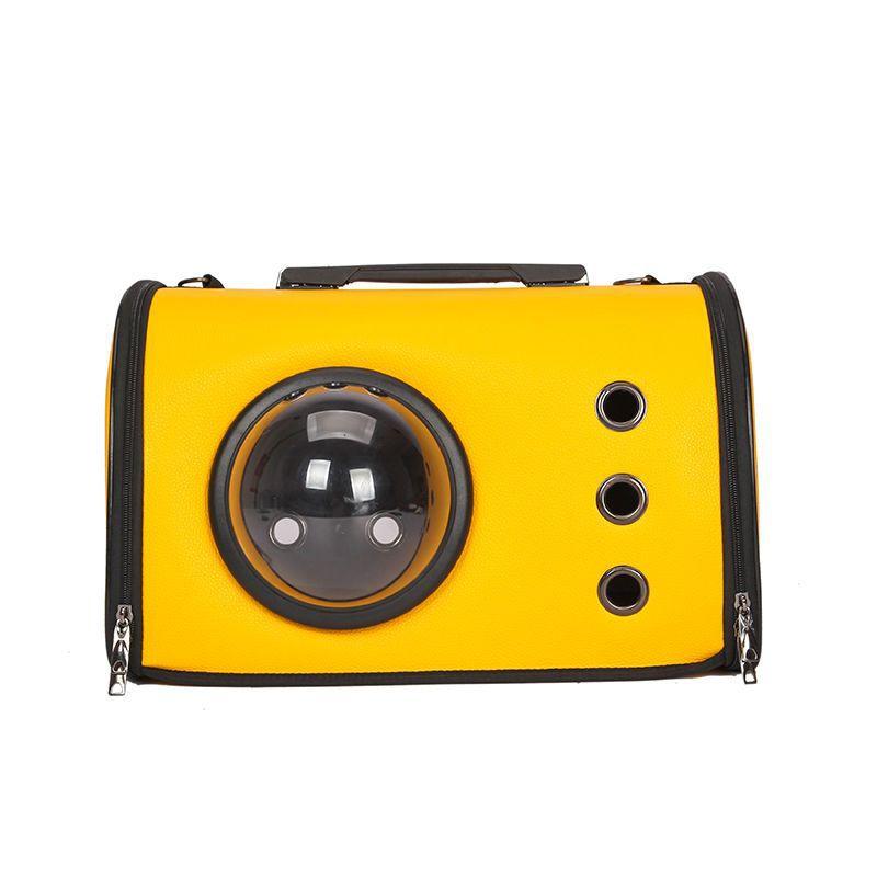 Сумка з ілюмінатором для переноски котів і собак 42x27x25 см CosmoPet CP-19 Yellow (штучна шкіра), Gp, фото 1