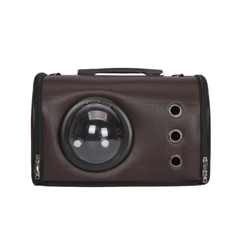 Сумка з ілюмінатором для переноски котів і собак 42x27x25 см CosmoPet CP-19 Dark brown (штучна шкіра), Gp, фото 1