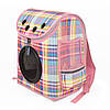 Рюкзак для перенесення тварин CosmoPet CP-20 для котів та собак (Рожевий в клітинку), Gp, фото 6