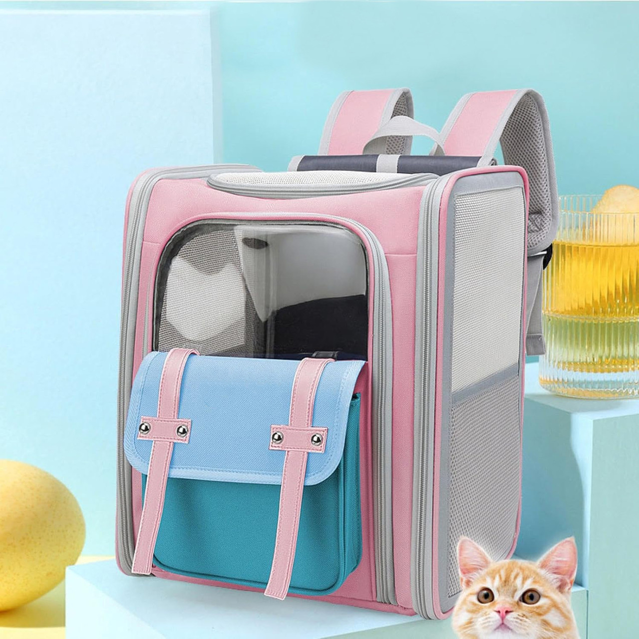 Рюкзак-перенесення для котів та собак 39х32х23 CosmoPet CP-40 Pink, Gp, фото 1