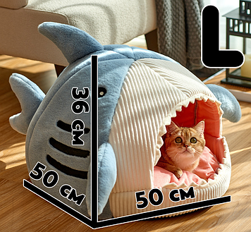 Хатинка лежанка для котів та собак "Акула" розмір L (50×50×36 см) MurrLuxe СB-12 Blue, Gp