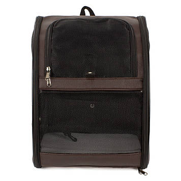 Рюкзак-переноска для котів та собак 41х32х29 см CosmoPet CP-27 Dark Brown, Gp