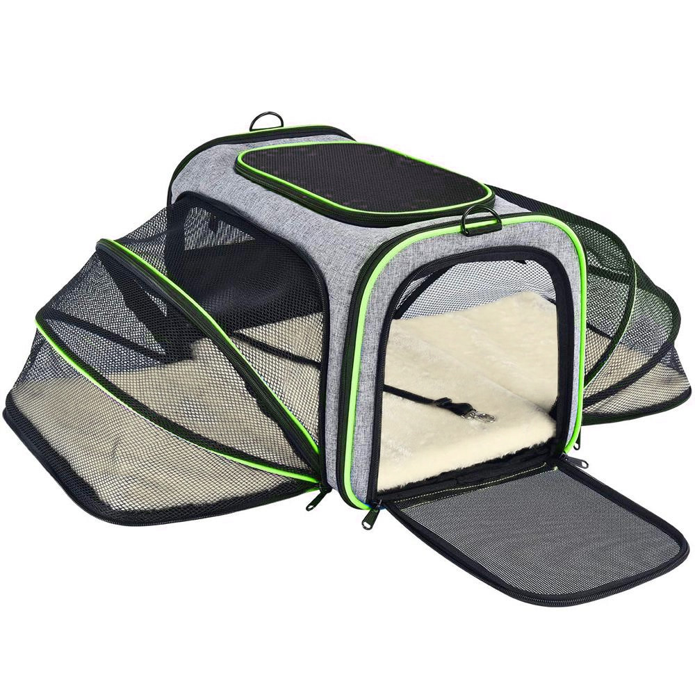 Сумка переноска для котів та собак 78x47x29 см CosmoPet CP-05 (L) Grey-Green, Gp, фото 1