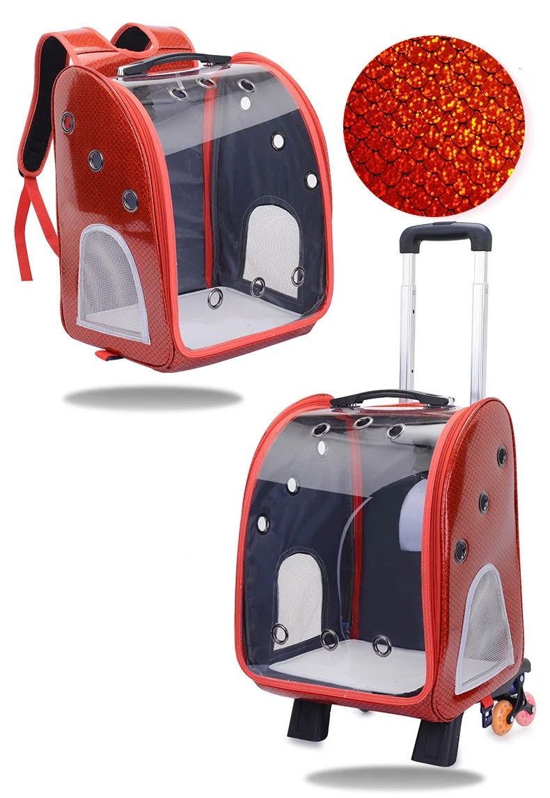 Рюкзак-переноска для котів та собак на колесах з телескопічною ручкою CP-301 42x33x27 см, Gp, фото 1