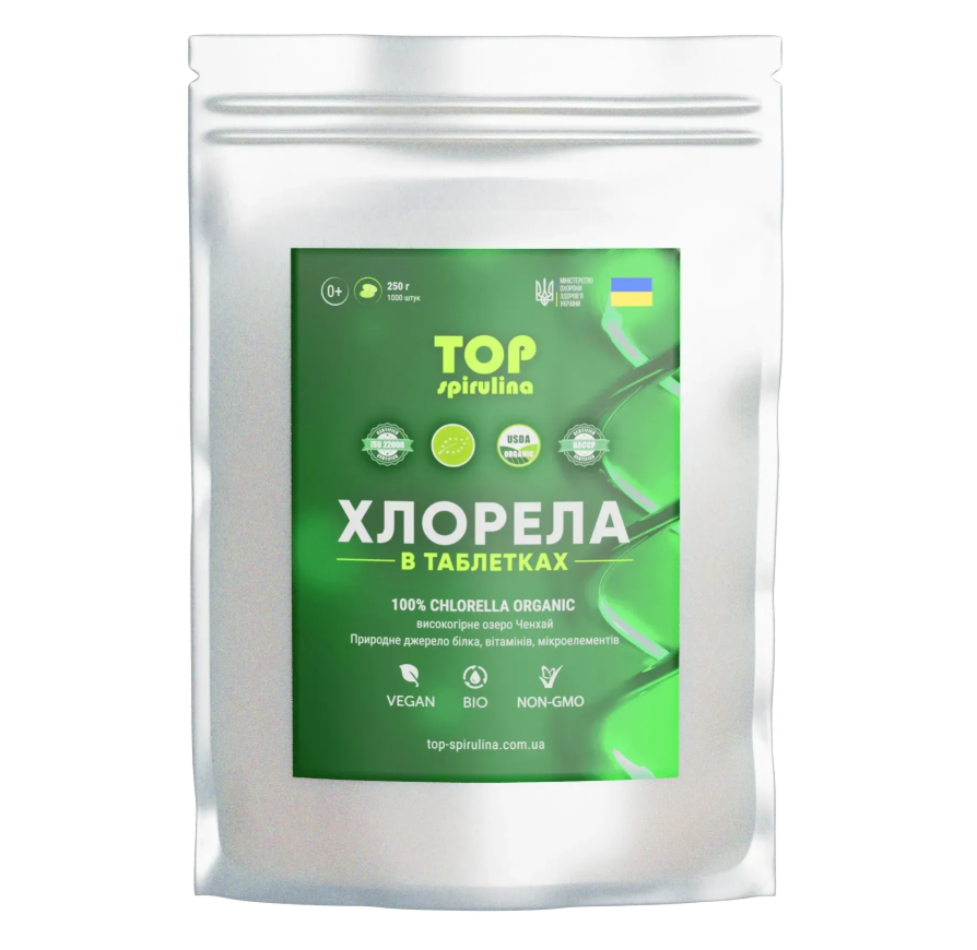 Хлорела TOP SPIRULINA таблетки 1000шт 250г, фото 1