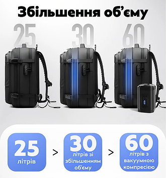 Рюкзак вакуумний дорожній для подорожей Airback #8897 Black + насос, Gp