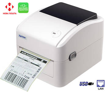 Термопринтер для друку етикеток Xprinter XP-420B + LAN (Гарантія 1 рік) White, Gp