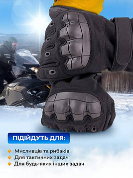 Тактичні зимові повнопалі рукавички з флісом Eagle Tactical ET-03 XL, Оливковий, Gp Чорний, XL