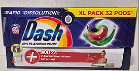 Капсули для прання універсальні з дезінфікуючою дією Dash Extra+ Universal 4in1 Platinum pods 32 штуки