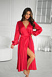 Жіноча вечірня атласна сукня міді на запах, фото 4
