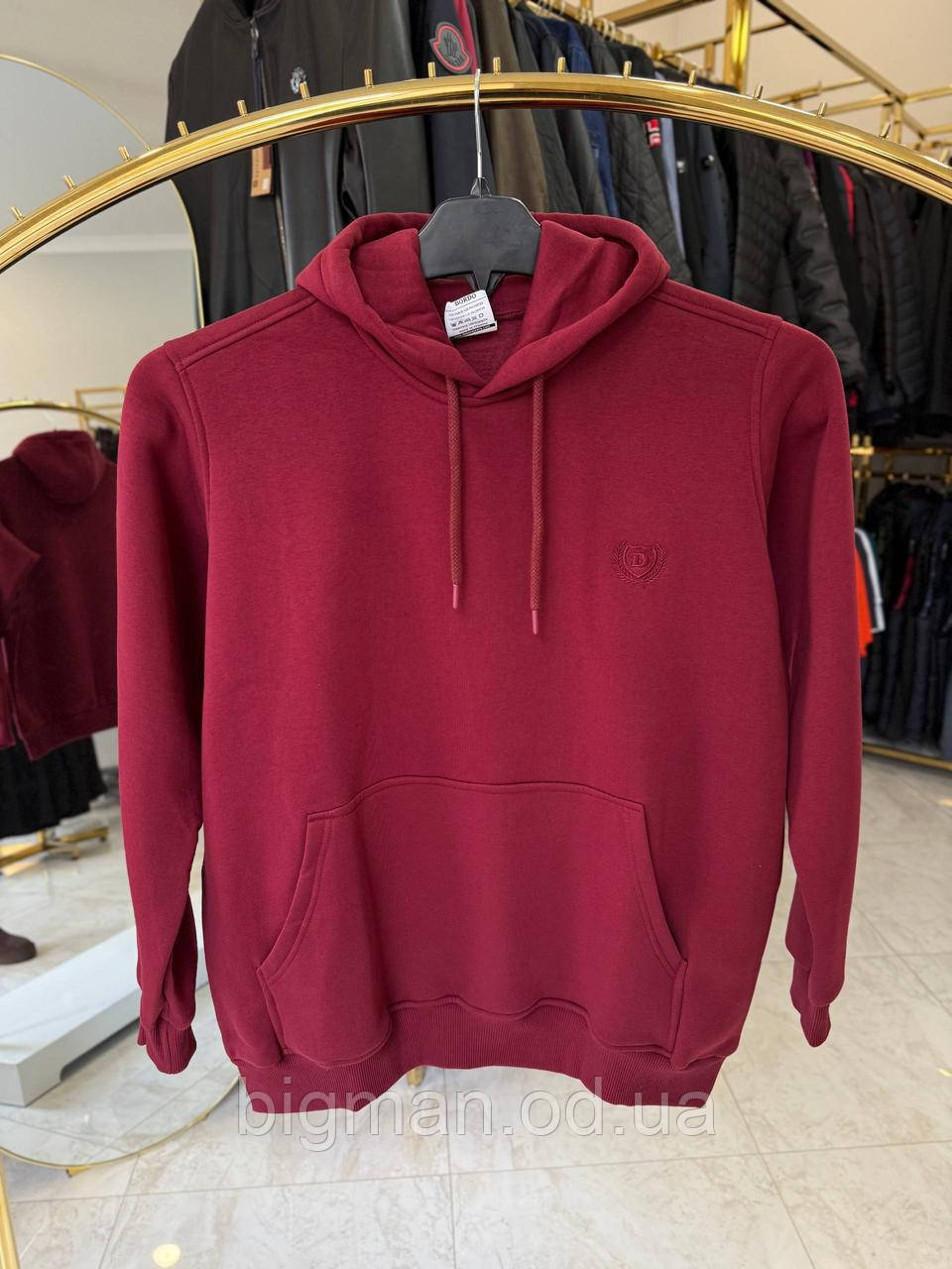 Чоловічий худі на флісі Dekons 1276 (батал) 2-6XL бордо