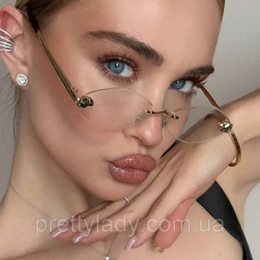 Сонцезахисні окуляри унісекс ромби Panthere без оправи іміджеві градієнт прозорі