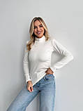 Молочний теплий жіночий гольф із трикотажу джерсі з начосом, фото 7