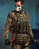 Плитоноска 4 точки сброса multicam с напашником, разгрузочный жилет с подсумками плитоноска мультикам Warmest