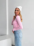 Рожевий теплий жіночий гольф із трикотажу джерсі з начосом, фото 4