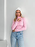 Рожевий теплий жіночий гольф із трикотажу джерсі з начосом, фото 3