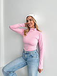 Рожевий теплий жіночий гольф із трикотажу джерсі з начосом, фото 7